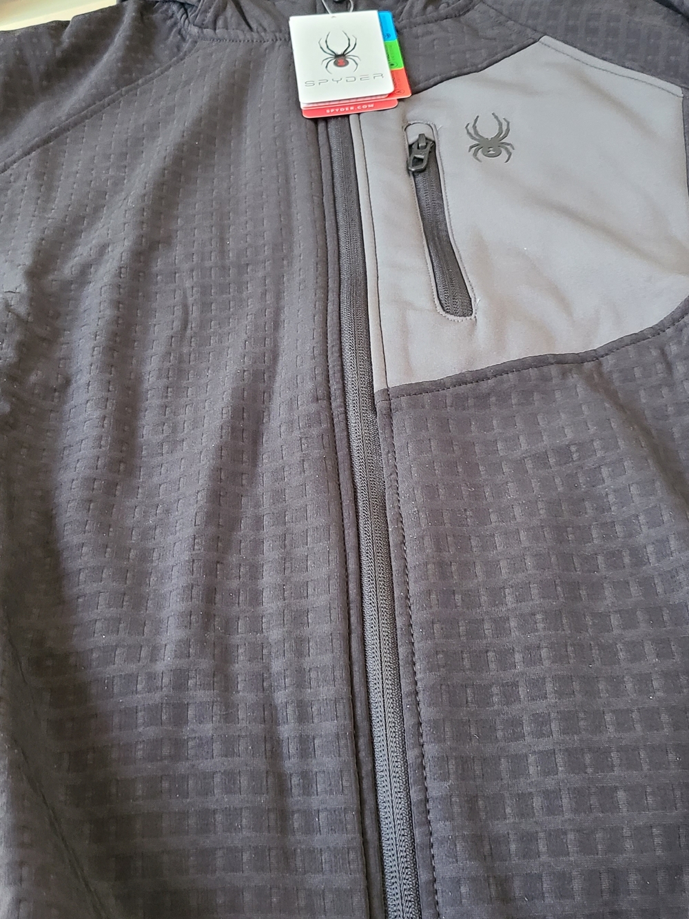 Spyder Lightweight Softshell Black Grey Zip Hoodie XL